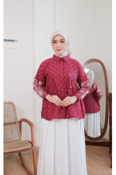 Sora Blouse Burgundy - Atasan Batik Wanita